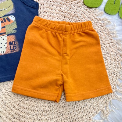 Conj. Regata Wild Boy e Bermuda em Moletinho - Marinho e Ferrugem